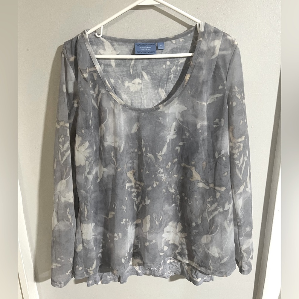 Simply Vera Pullover Top Sheer Long Sleeve XL